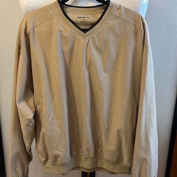 Top-Flite Golf Windbreaker Size M  Tan with  black trim - Picture 1 of 8